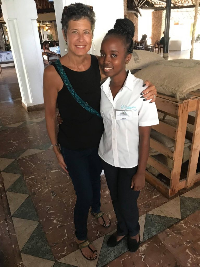 Donna Rosenblum (L) and Ritah, an alum of Jambo Jipya School