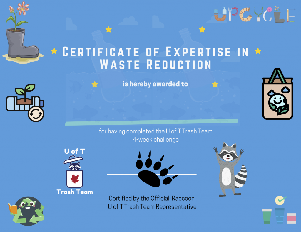 Trash Team 4-week challenge certificate