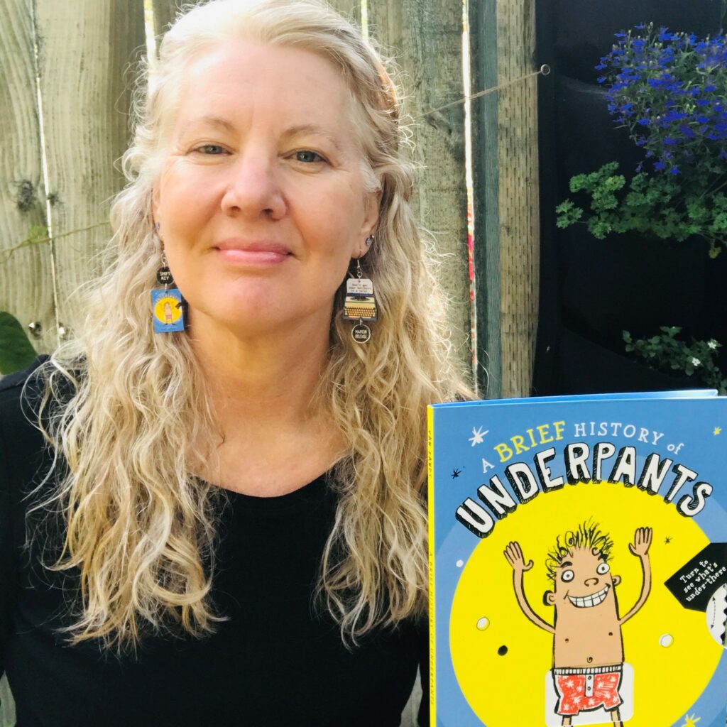Christine Van Zandt with her book, A BRIEF HISTORY OF UNDERPANTS