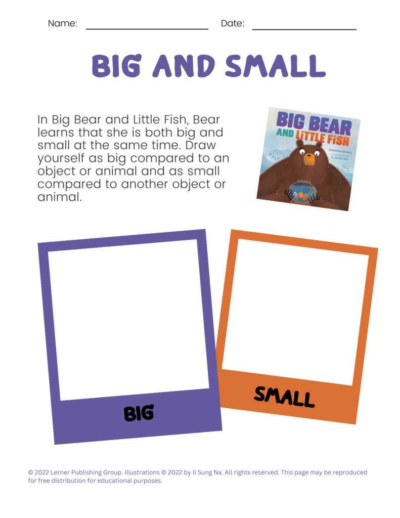 Big Bear and Little Fish LitLinks Big and Small Worksheet (21.59 × 27.94cm) (8.5 × 11in)