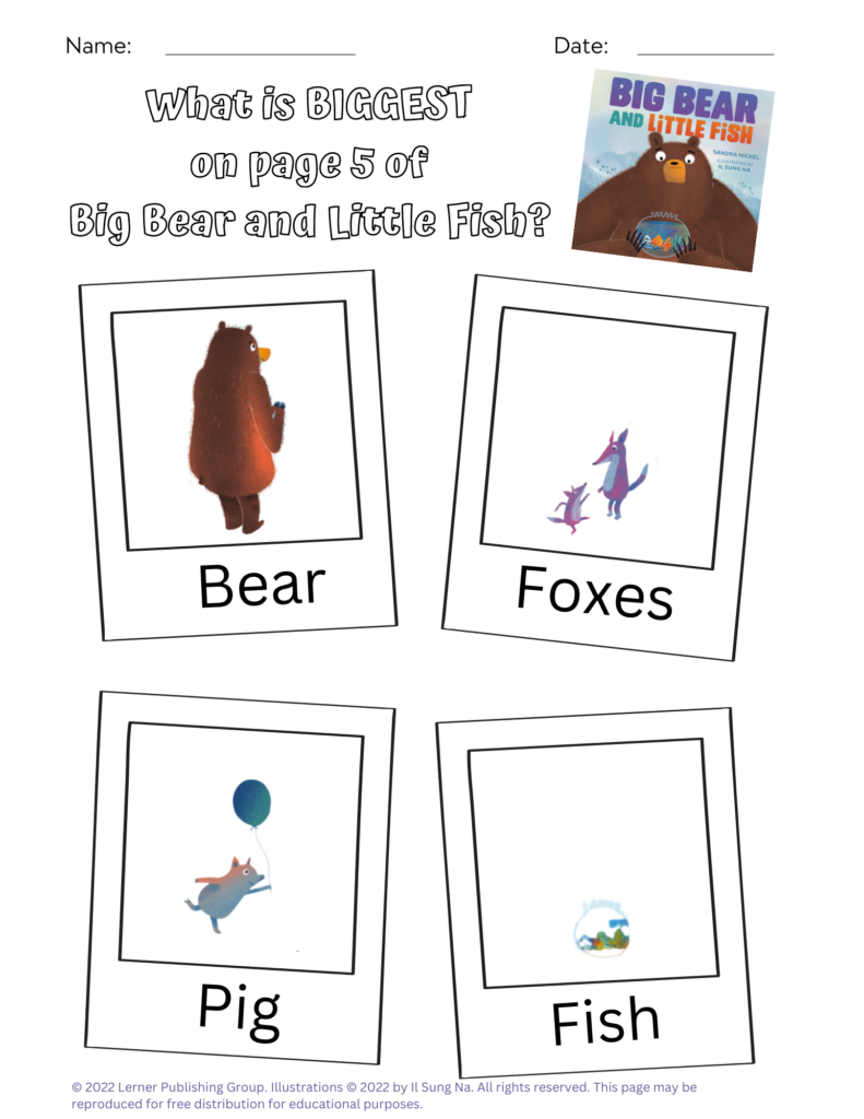 Big Bear and Little Fish LitLinks What Is Biggest Page 5 Worksheet