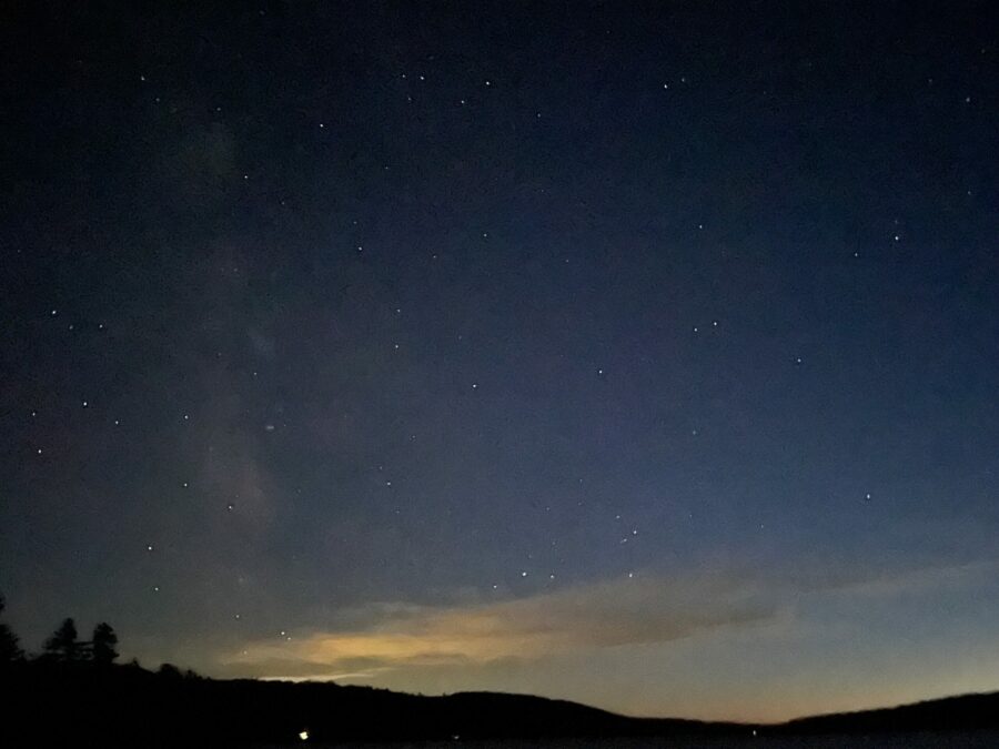 The night sky over Nubanusit Lake in New Hampshire
