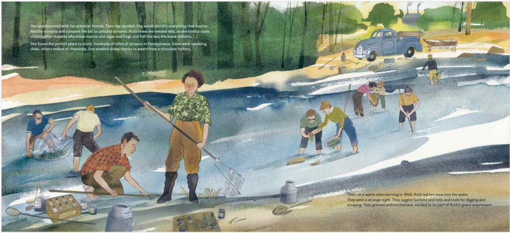 From-Magic-in-a-Drop-of-Water:-How-Ruth-Patrick-Taught-the-World-About-Water-Pollution-by-Julie-Winterbottom,-illustrated-by-Susan-Reagan-(Rocky-Pond-Books,-2025)
